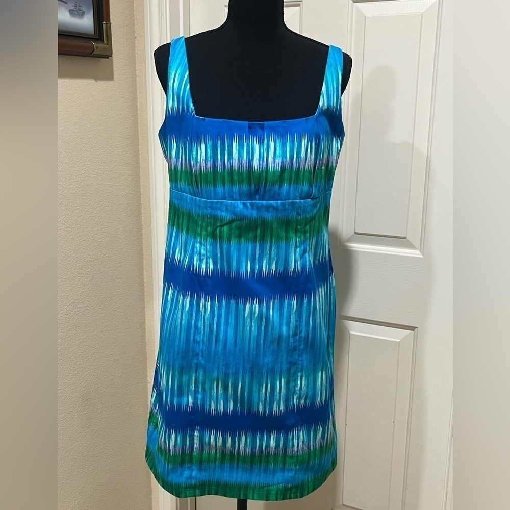 Calvin Klein Blue Striped SLEEVELESS MINI SUN DRESS SIZE 12.